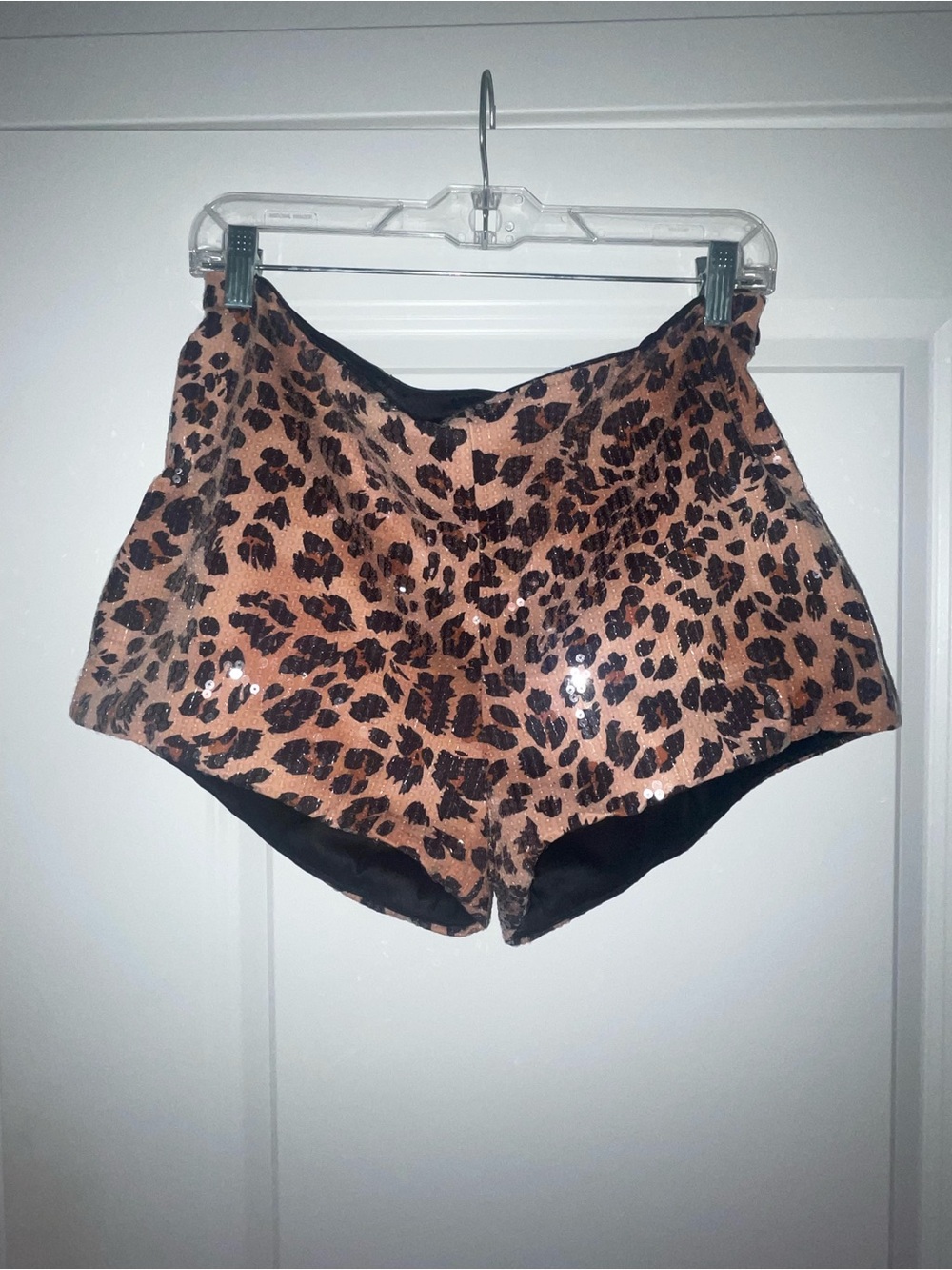 Current Mood Leopard Sequin High-Waist Shorts - Brown & Black